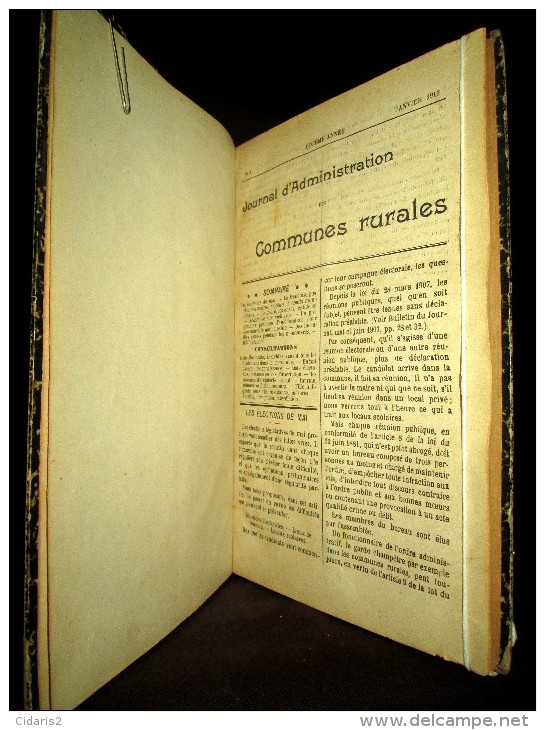 "JOURNAL D´ADMINISTRATION Des COMMUNES RURALES" Droit Loi Mairie 1910 ! - Right