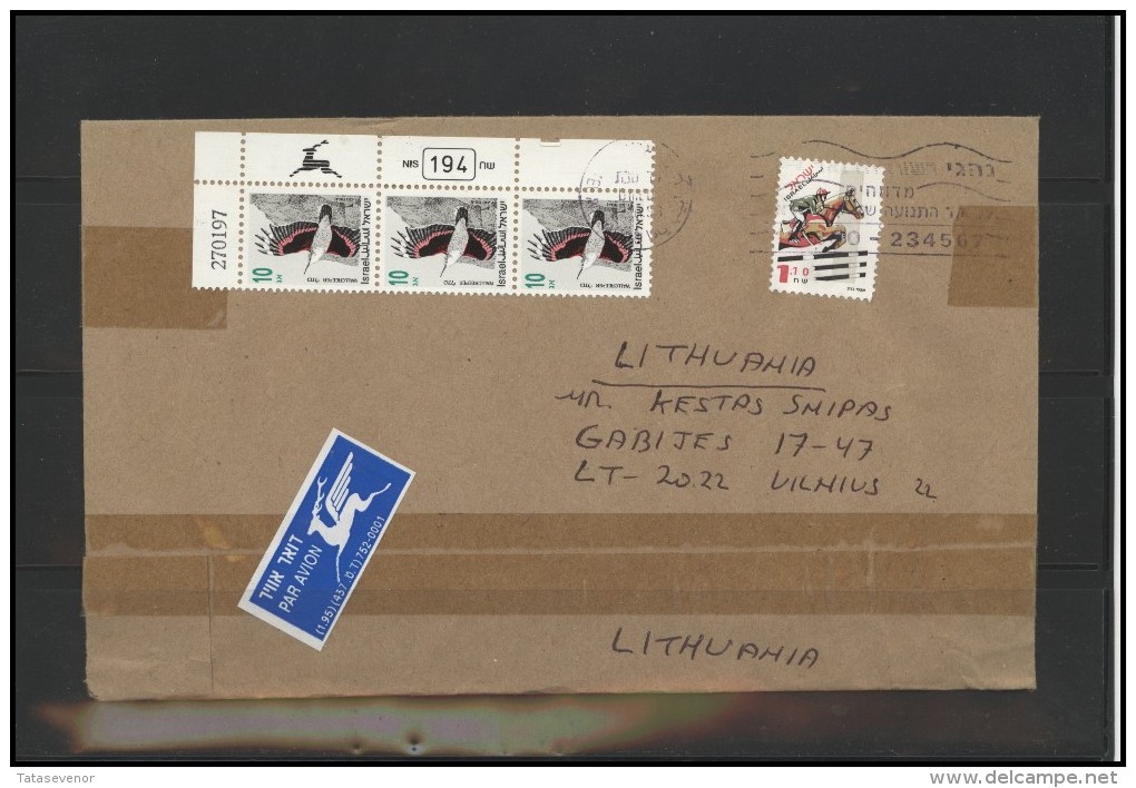 ISRAEL Postal History Cover Brief IL 032 Birds Sports Horse Riding Air Mail - Storia Postale