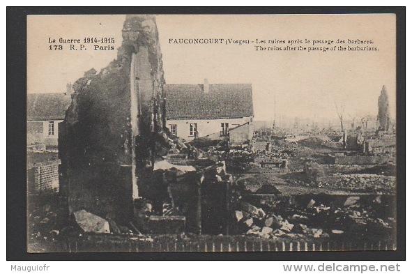 DF / 88 VOSGES / FAUCONCOURT / GUERRE 1914 - 1915 / LES RUINES / CIRCULÉE EN 1916 - War 1914-18