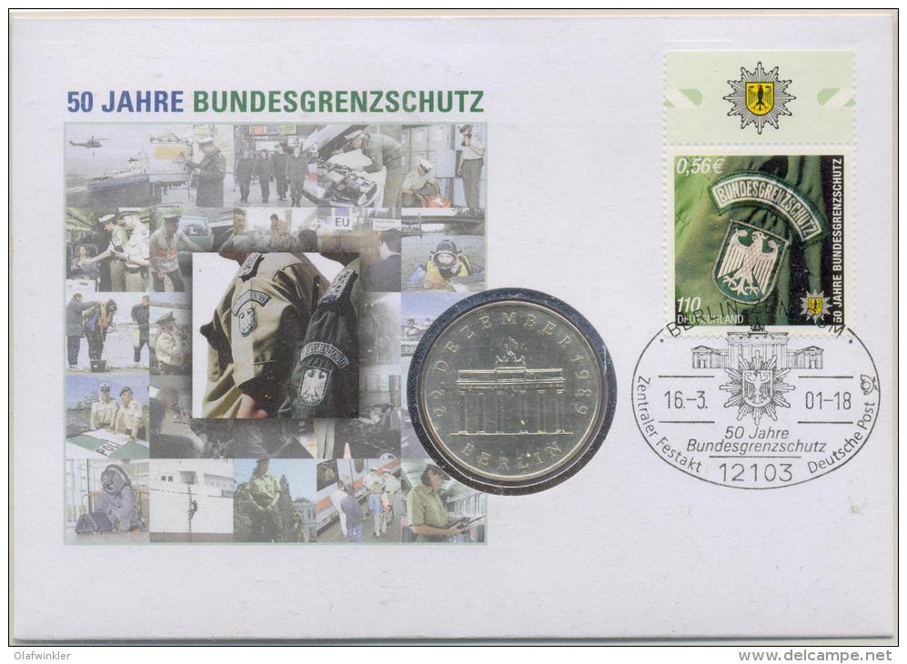 2001 Numisbrief 50 Jahre Bundesgrenzschutz 20M Brandenburger Tor - Autres & Non Classés