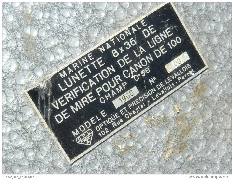 TRES RARE LUNETTE De VERIFICATION LIGNE De MIRE CANON 100 Mm MARINE Modéle 1960 - Optique