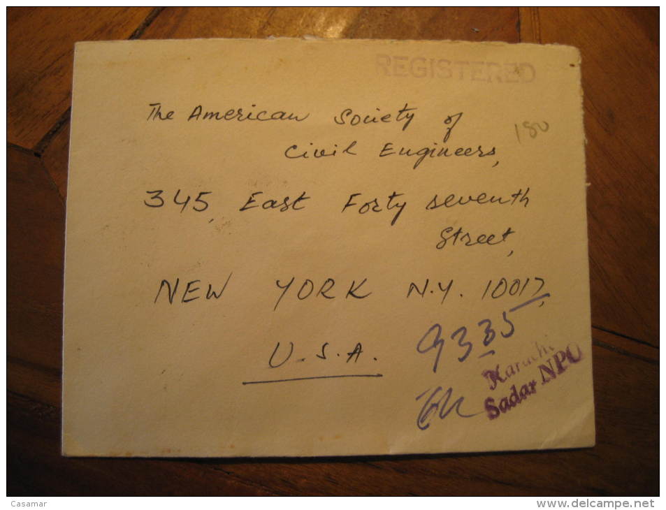 Karachi 1968 To NY New York USA 2 Stamp On Registered Cover Pakistan - Pakistan