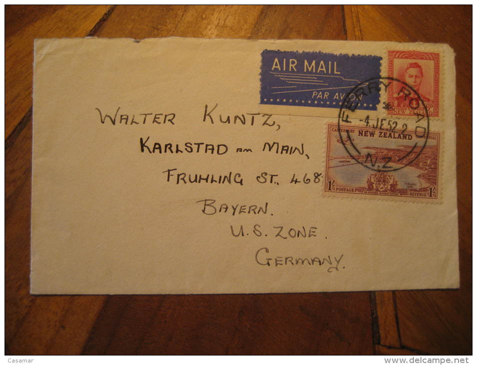 Ferry Road 1952 To Karlstad Germany USA Zone 2 Stamp On Air Mail Front Frontal Cover NEW ZEALAND - Covers & Documents