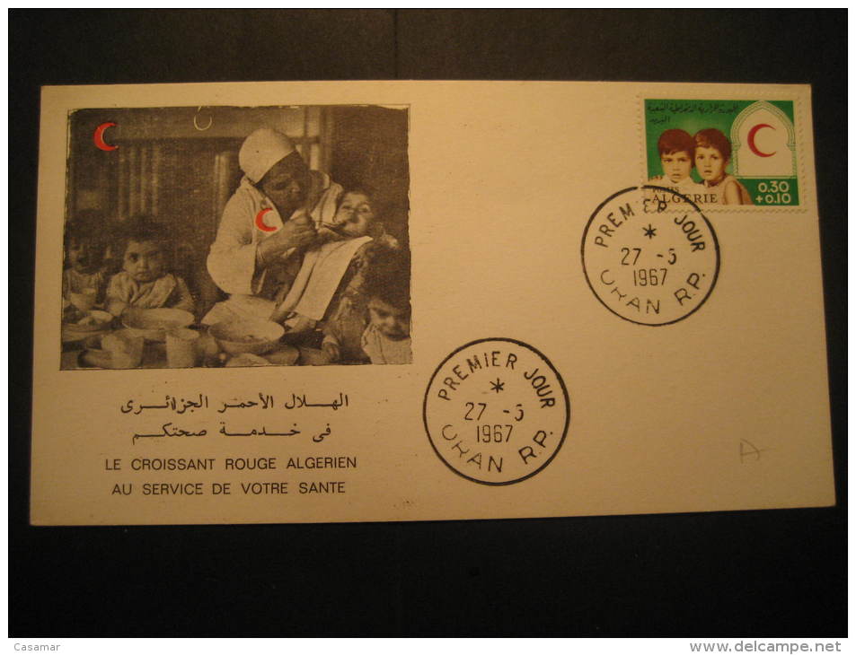 Oran 1967 Croissant Nurse Enfermera Fdc Cover Algerie Health Sante Red Cross Croix Rouge Cruz Roja - Red Cross