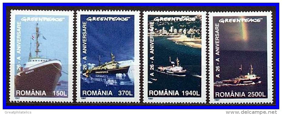 ROMANIA 1997 GREENPEACE / SHIPS  MNH (3ALL) - Ungebraucht