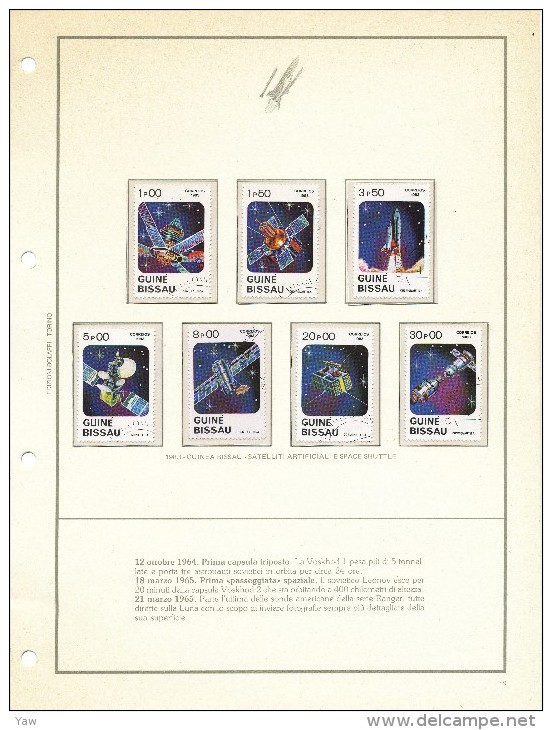 Bolaffi Conquista dello Spazio: Satelliti, Luna, Apollo-Soyuz, Shuttle, esploraz. planetaria.Completa 21 fogli, ottimo