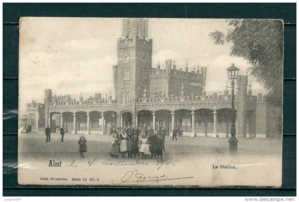 ALOST: La Station,  Gelopen Postkaart 1912 (GA14824) - Aalst