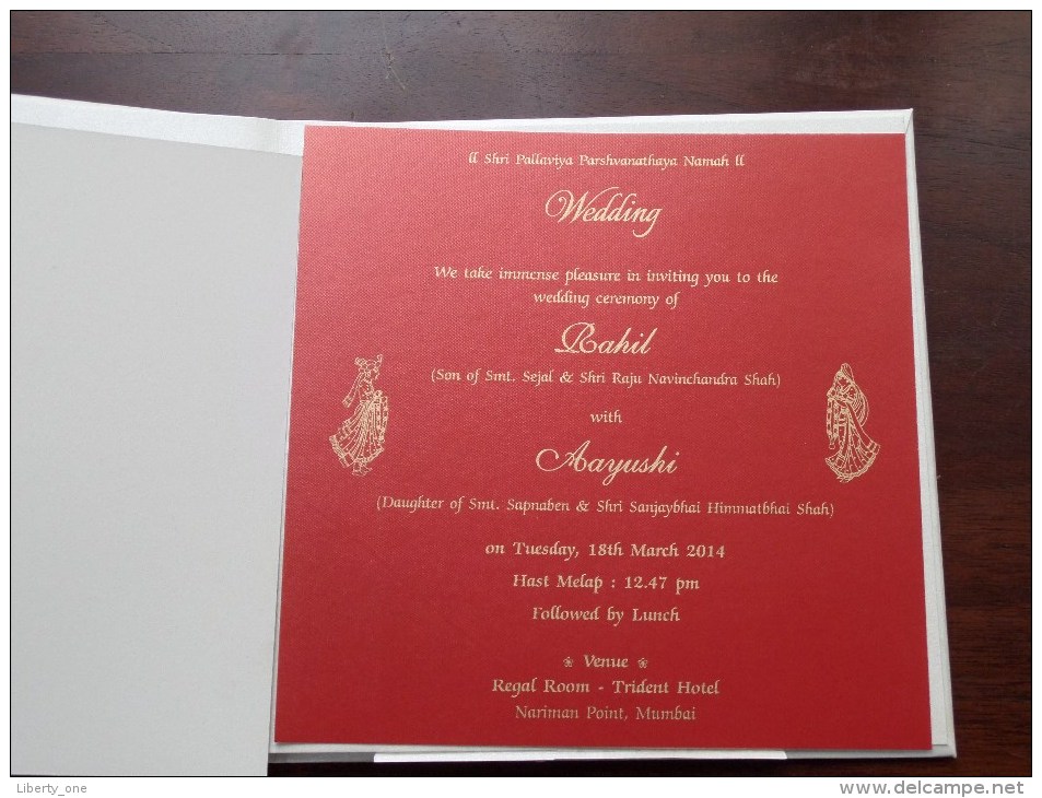 WEDDING Invitation Mr. & Mrs. KETANBHAI RAMANBHAI SHAH Rahil weds Aayushi ( see Photo for detail ) !