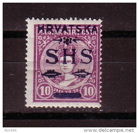 GOOD YUGOSLAVIA / CROATIA MH Stamp 1916 - CORONATION / ZITA - Overprint - Croatia