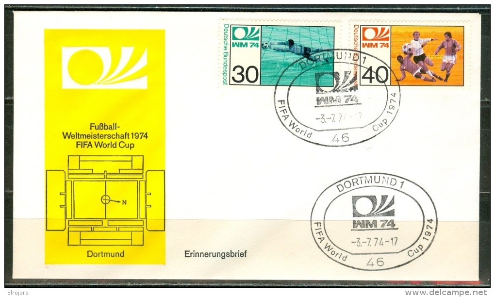 GERMANY Cover With Set With Cancel Dortmund 3-7-74 For The Match Netherlands-Brasil 2-0 - 1974 – Germania Ovest