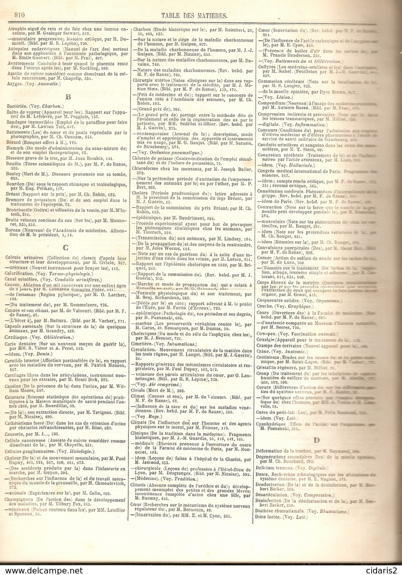 "GAZETTE MEDICALE DE PARIS" (T.XXII) Docteur Jules GUERIN Medecine Medicine Medizin XIXe Siècle Reliure 1867 ! - Sciences