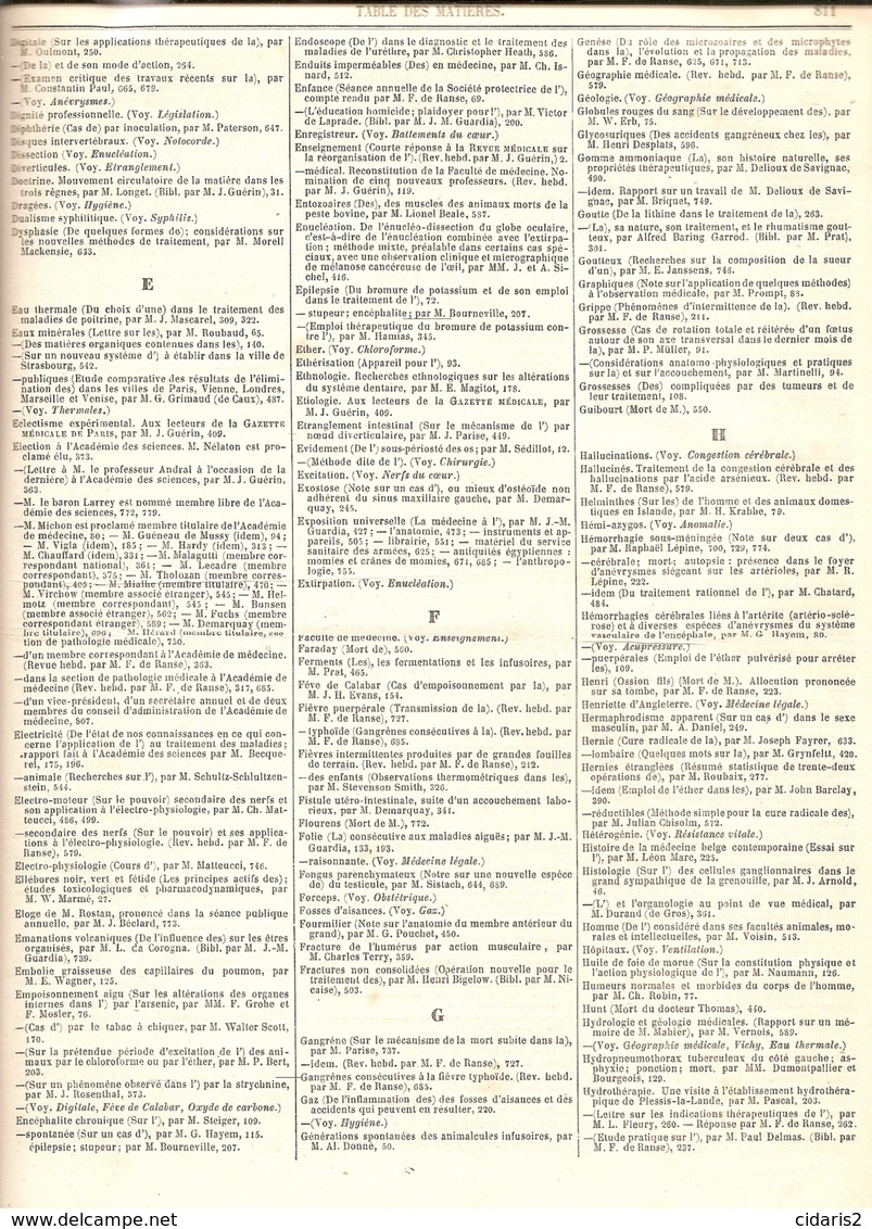 "GAZETTE MEDICALE DE PARIS" (T.XXII) Docteur Jules GUERIN Medecine Medicine Medizin XIXe Siècle Reliure 1867 ! - Sciences