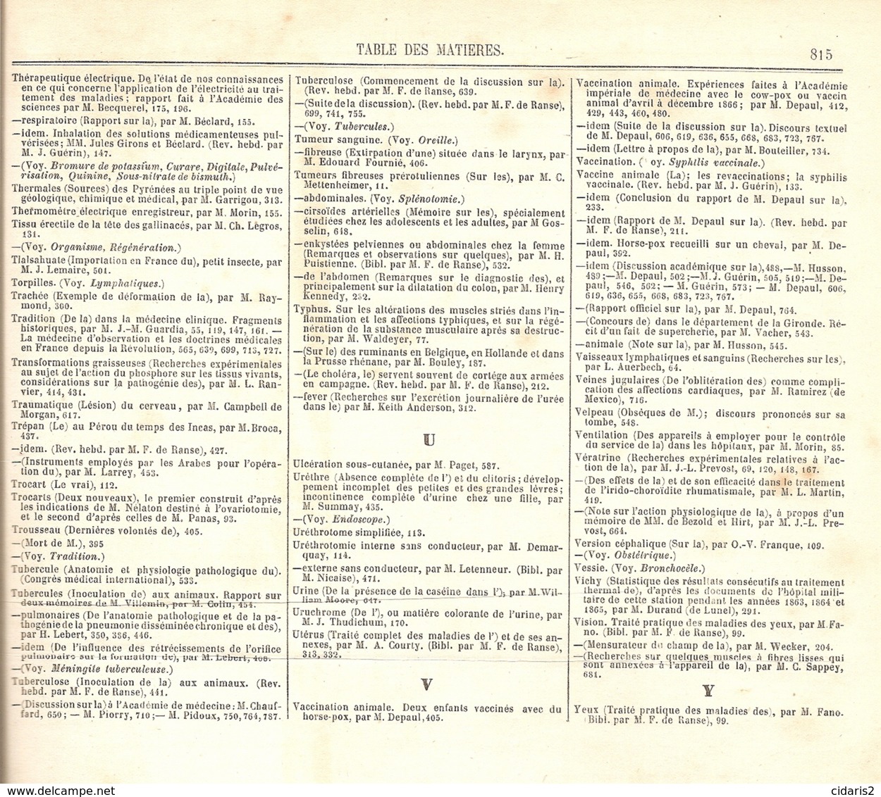 "GAZETTE MEDICALE DE PARIS" (T.XXII) Docteur Jules GUERIN Medecine Medicine Medizin XIXe siècle Reliure 1867 !