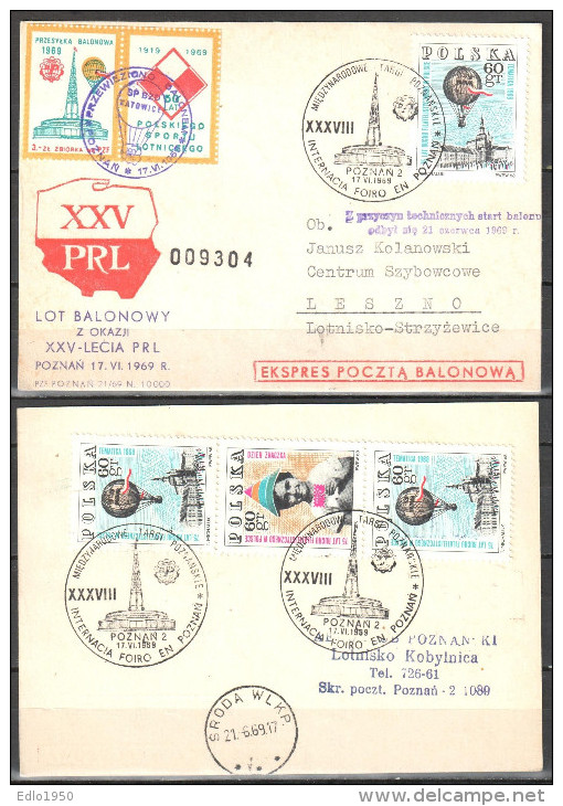 Poland 1969 Airmail Balloon Card - Ballons