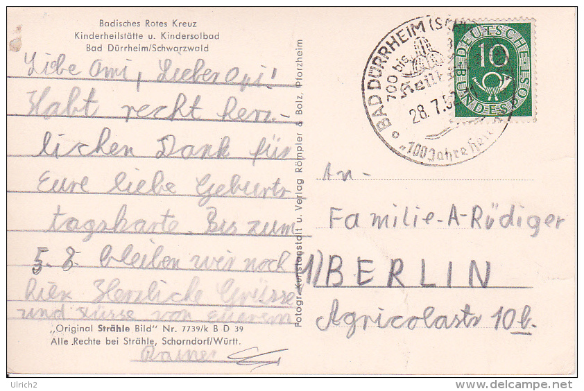 AK Bad Dürrheim - Kindersolbad Des Bad. Rot. Kreuzes - 1952 (8288) - Bad Duerrheim