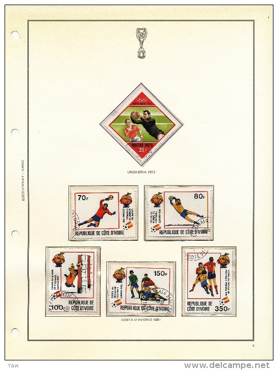 Bolaffi Calcio Mondiali: Monaco1974, Argentina'78, Spagna'82, Messico'86, Italia'90. completa di 17 fogli + 2, ottimo