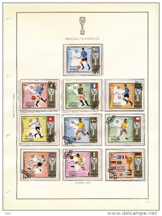 Bolaffi Calcio Mondiali: Monaco1974, Argentina'78, Spagna'82, Messico'86, Italia'90. completa di 17 fogli + 2, ottimo