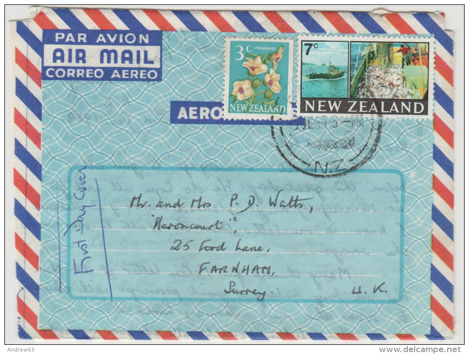 NUOVA ZELANDA - NEW ZEALAND - Aerogramme - Air Mail - Viaggiata Per Farham - Airmail