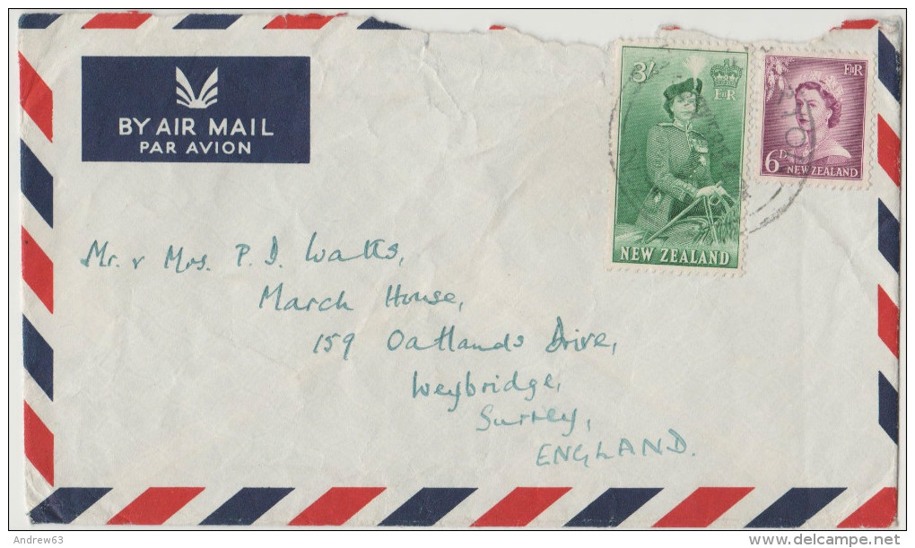 NUOVA ZELANDA - NEW ZEALAND - 1958 - Air Mail - Viaggiata Per Weybridge - Cartas & Documentos