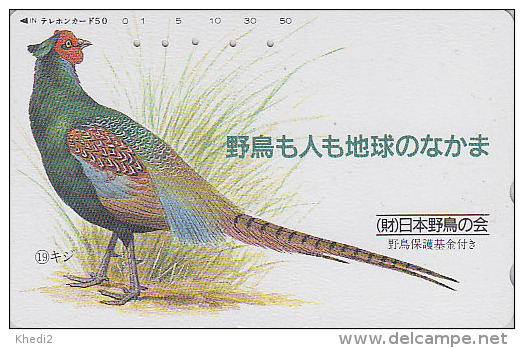 Télécarte Japon / 110-146776 - SAVE THE BIRDS - OISEAU FAISAN / Série 3 - 19/24 - PHEASANT Bird Japan Phonecard - 3182 - Hühnervögel & Fasanen