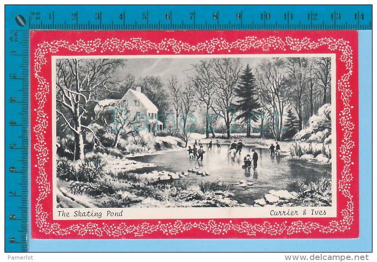 Leukemia Association ( The Skating Pond By Currier & Ives ) Carte Postale Post Card Recto/verso - Sports D'hiver