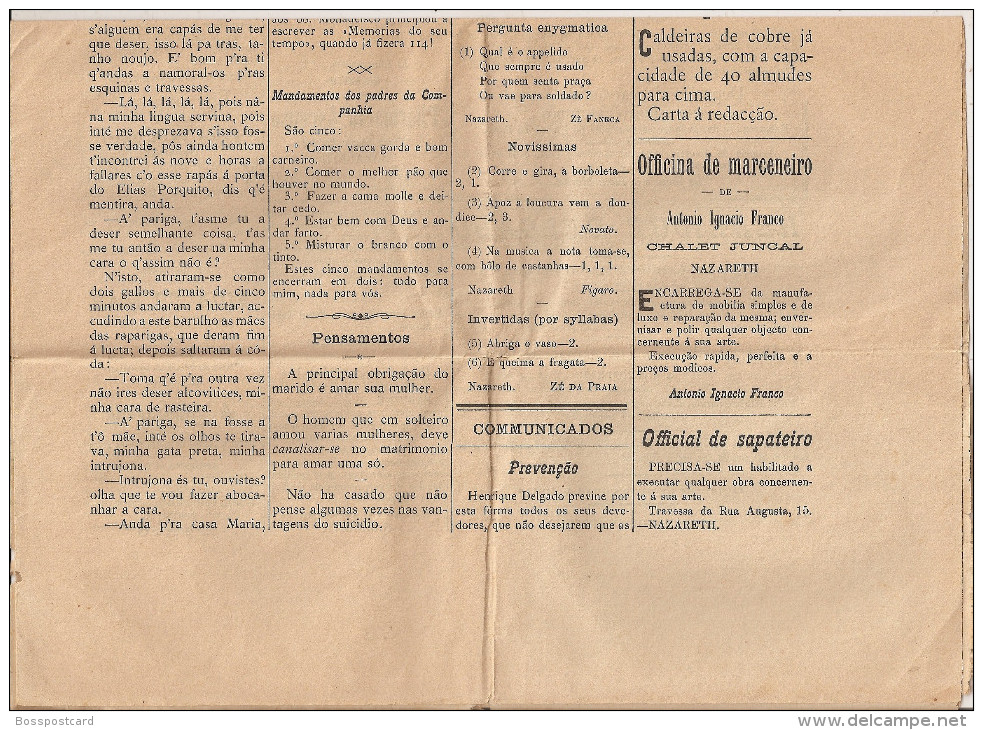 Nazaré - Jornal "A Nazareth" Nº 2 de 21 de Janeiro de 1904. Leiria.