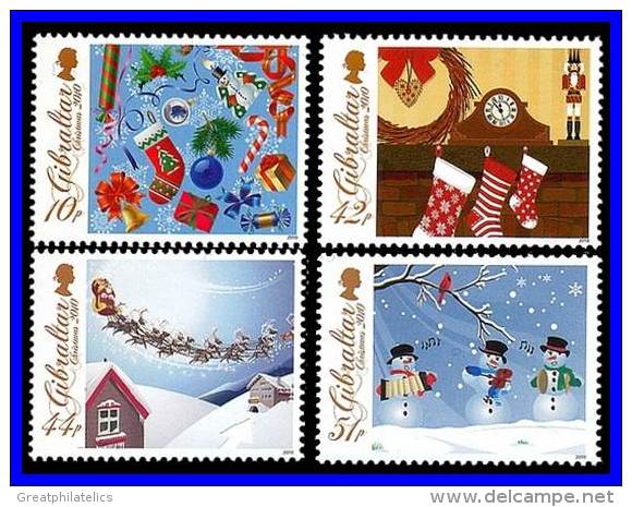 GIBRALTAR 2010 CHRISTMAS SC#1253-56 MNH  TOYS, CLOCK, SANTA (3ALL) - Bambole