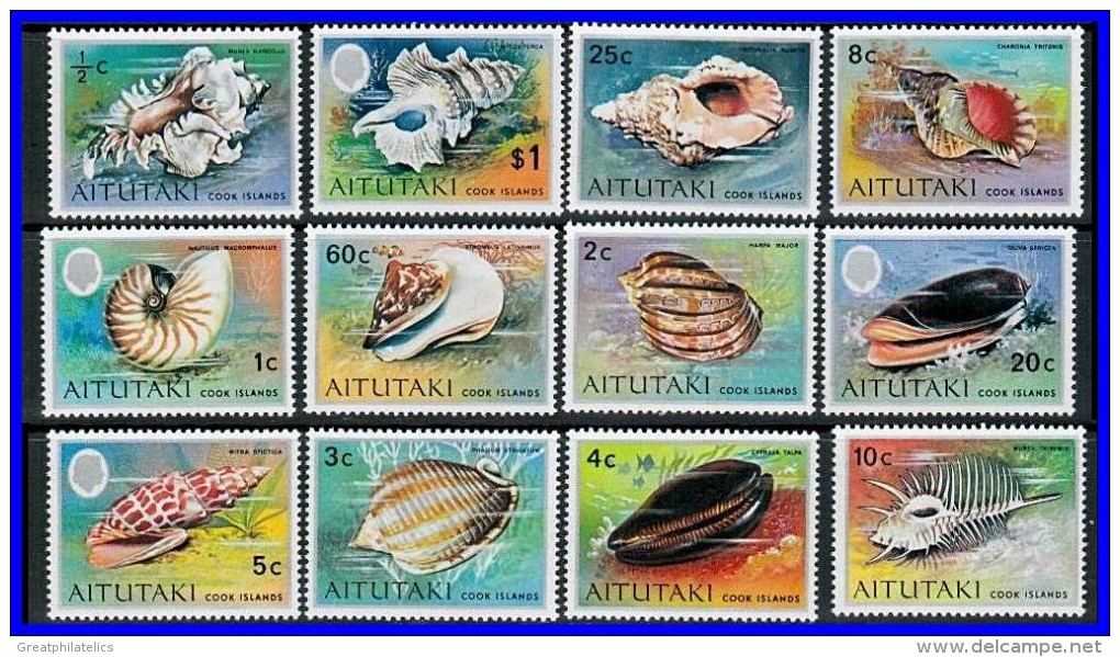 AITUTAKI 1974 MARINE SHELLS SC#82-93 MNH CV$20.00 ANIMALS (3ALL) - Aitutaki