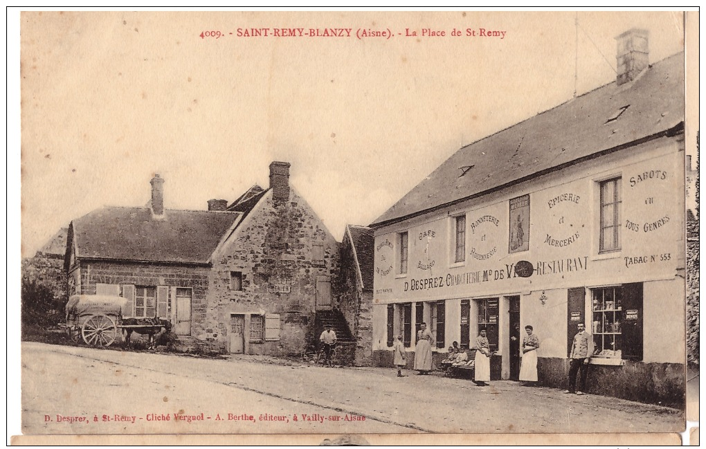 02A465B CPA 02 - AISNE  - SAINT REMY BLANZY La Place De Saint Remy (encre Rouge) - Autres & Non Classés