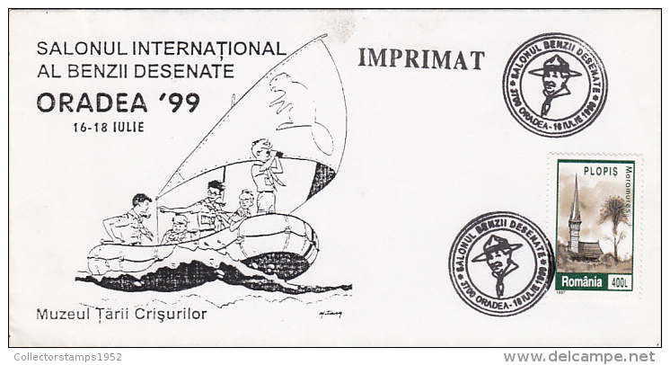 49FM- SCOUTS, SCOUTISME,CARTOONS FESTIVAL, SPECIAL COVER, 1999, ROMANIA - Lettres & Documents