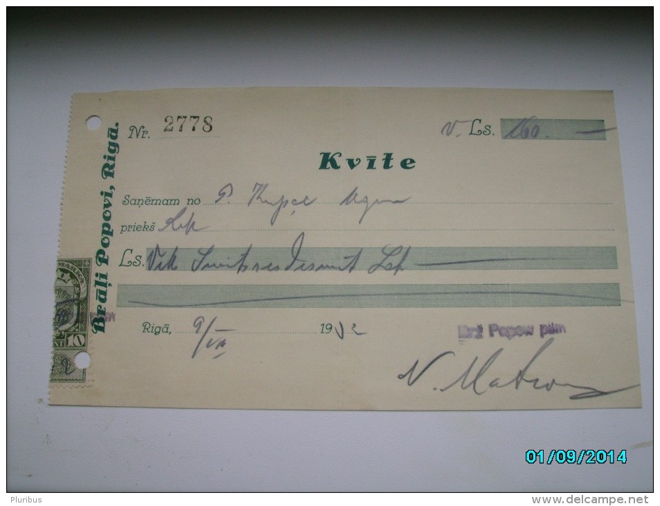 LATVIA  CHECK 1932  160 LATS WITH REVENUE STAMP   , 0 - Cheques En Traveller's Cheques