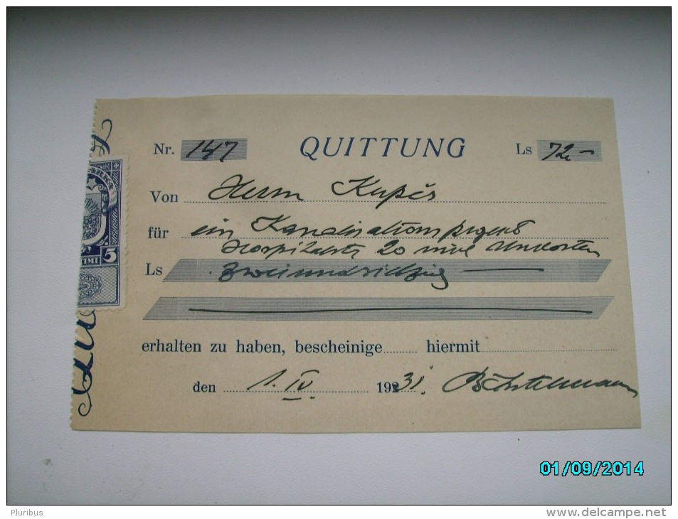 LATVIA   CHECK 1931  72 LATS  WITH REVENUE STAMP  , 0 - Cheques En Traveller's Cheques