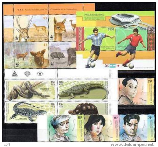 ARGENTINE / ARGENTINA 2002 - ANNEE COMPLETE 69v + 1 Carnet + 1 BF - Unused Stamps