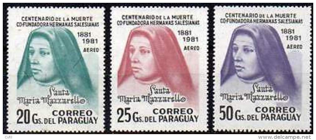 PARAGUAY  1981.Sainte Maria Mazzarello, Co-fondatrice Des Soeurs Salésiennes (3) - Paraguay