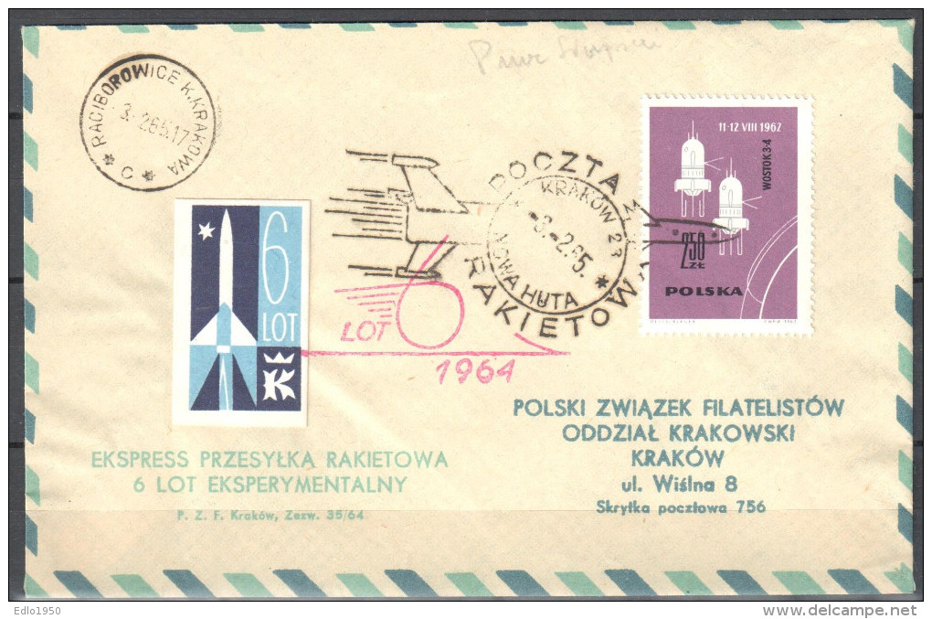 Poland 1964 - 6th Experimental Rocket  Flight  - Cover - Rockets