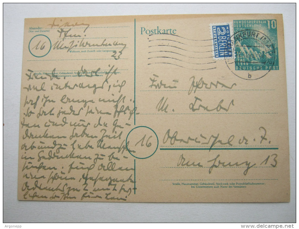 1949, Ganzsache Verschickt - Cartes Postales - Oblitérées