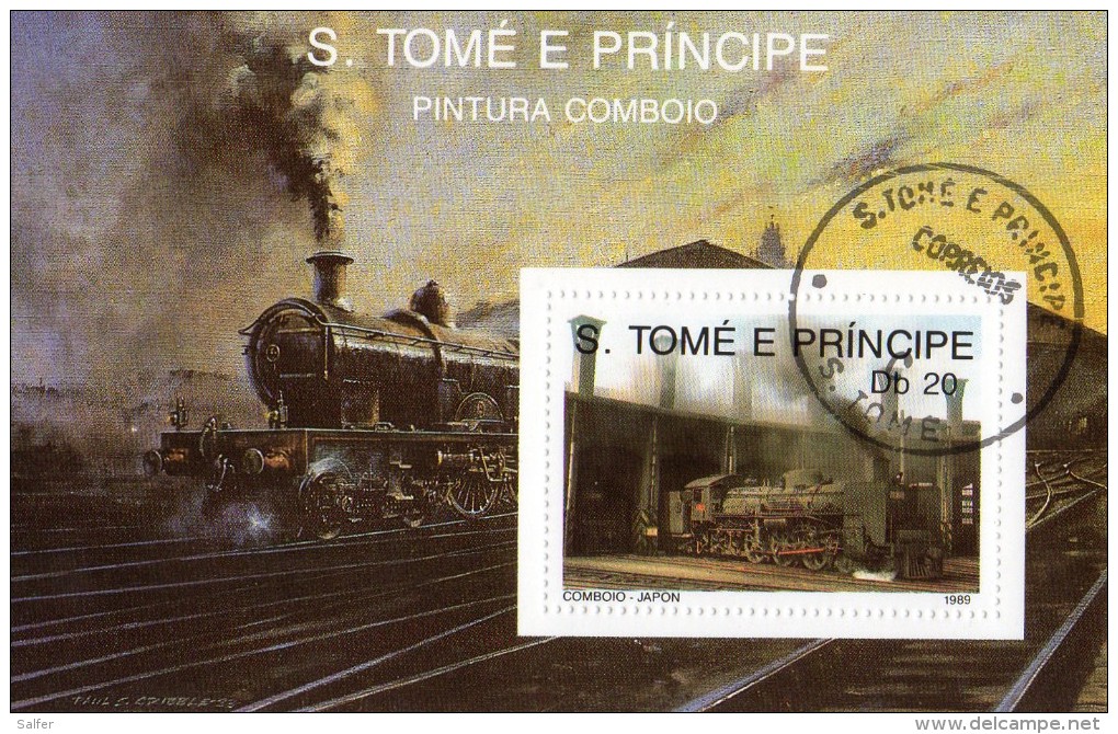 S. TOME´ E PRINCIPE 1989   TRENI   BF  Usati / Used °° - Trains