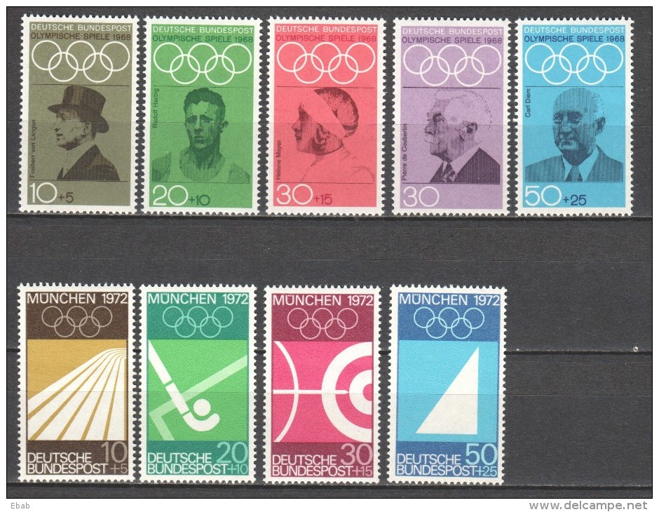 Germany Bund 1968-1969 Mi 561-565 + 587-590 MNH OLYMPICS - Unused Stamps