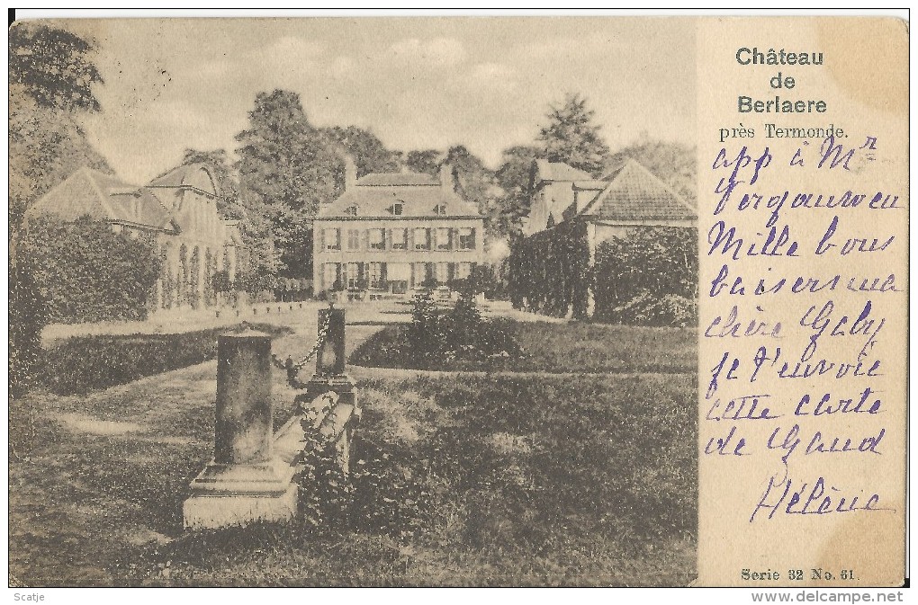 Berlaere.  -  Château De Berlaere  Près  Termonde;  1902  Naar  Obourg - Dendermonde