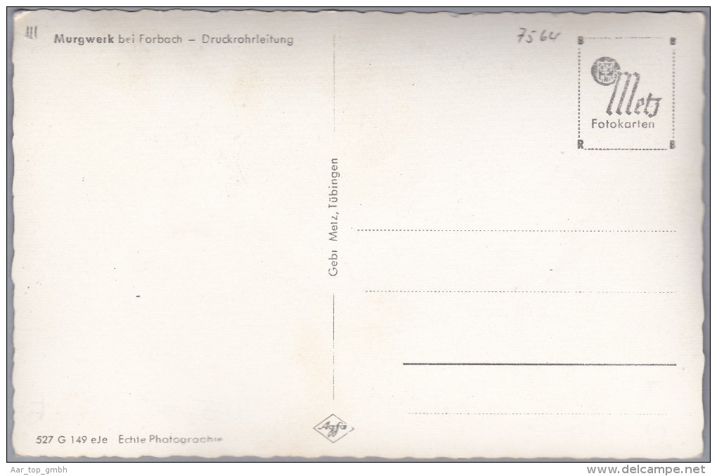 BW FORBACH I. M. Ungebraucht Murgwerk Foto Gebr. Metz - Forbach