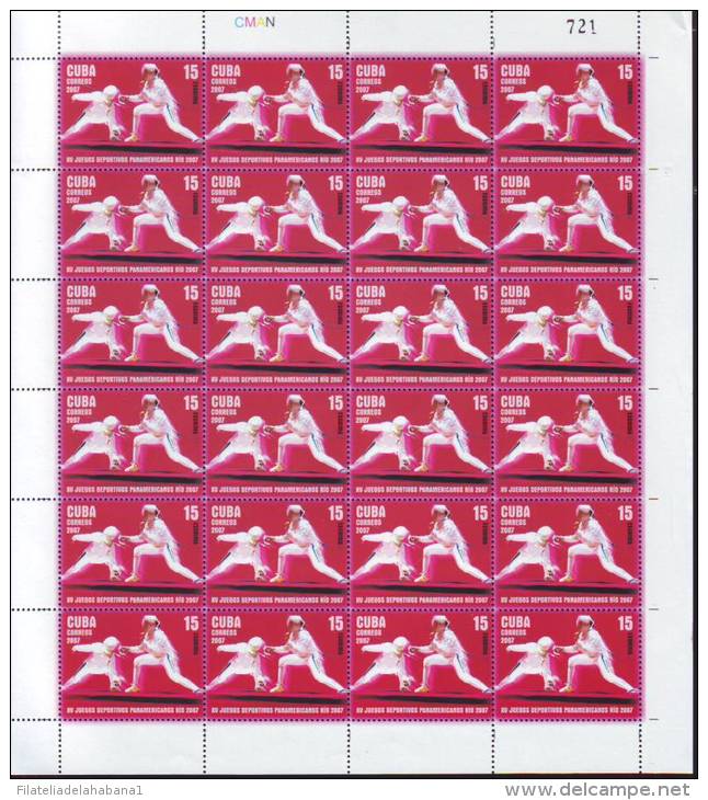 2007.528 CUBA MNH SHEET COMPLETE 2007 MNH PANAMERICAN GAME - Hojas Y Bloques