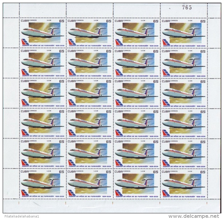 2009.527 CUBA MNH SHEET COMPLETE 2009 MNH AVION AIRPLANE - Hojas Y Bloques