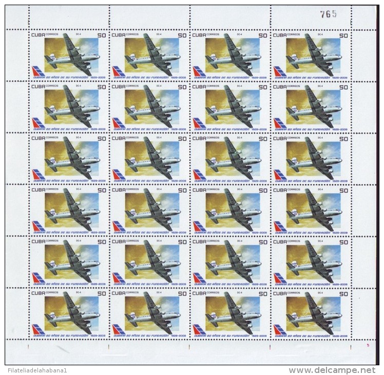 2009.527 CUBA MNH SHEET COMPLETE 2009 MNH AVION AIRPLANE - Hojas Y Bloques