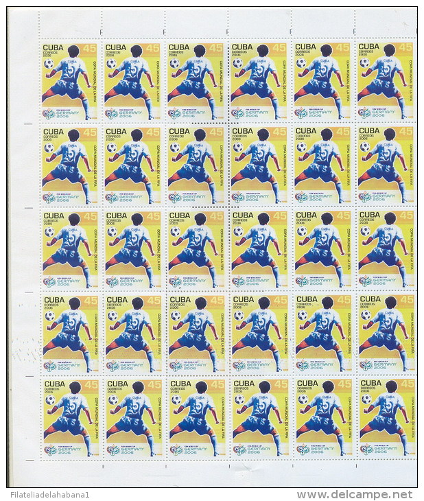 2006.508 CUBA MNH SHEET COMPLETE 2006 MNH SOCCER CUP GERMA - Hojas Y Bloques