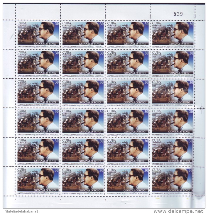 2010.503 CUBA MNH SHEET COMPLETE 2010 MNH MUSIC ORCHEST - Hojas Y Bloques
