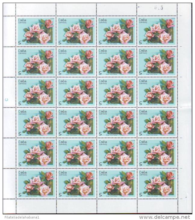 2007.523 CUBA MNH SHEET COMPLETE 2007 MNH FLOWER ROSE FLORES - Hojas Y Bloques