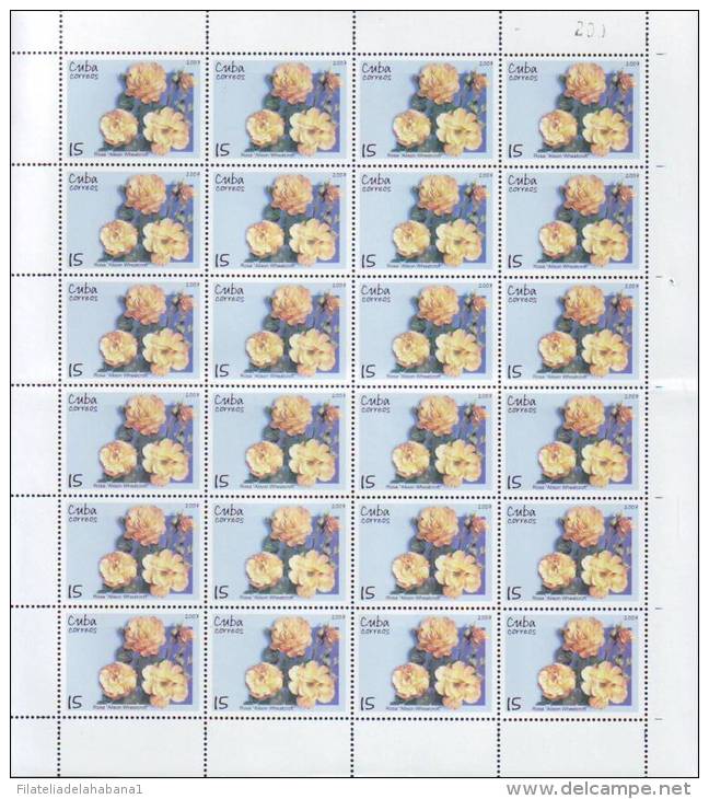 2007.523 CUBA MNH SHEET COMPLETE 2007 MNH FLOWER ROSE FLORES - Hojas Y Bloques