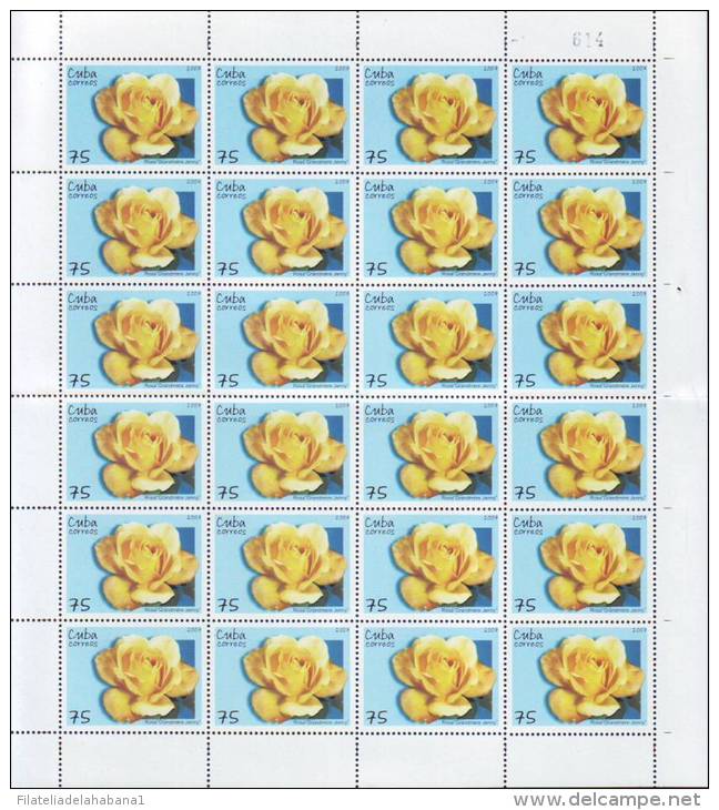 2007.523 CUBA MNH SHEET COMPLETE 2007 MNH FLOWER ROSE FLORES - Hojas Y Bloques