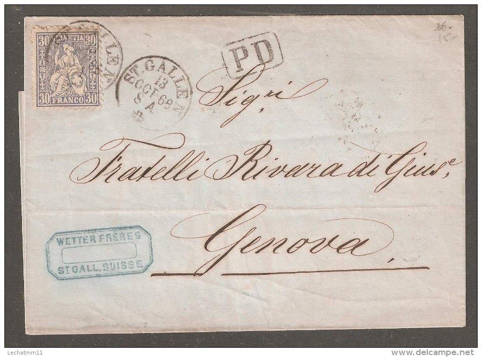 Lettre De ST GALLEN Pour GENOVA - Lettres & Documents