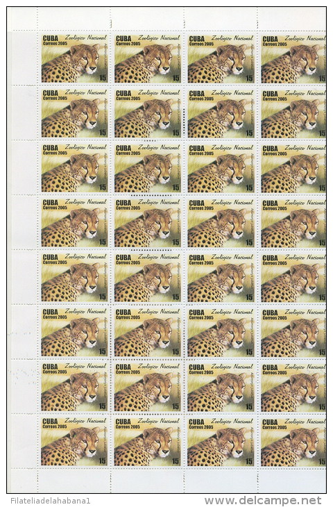 2005.524 CUBA COMPLETE MNH SHEET 2005 ZOO ELEPHANT LION - Hojas Y Bloques